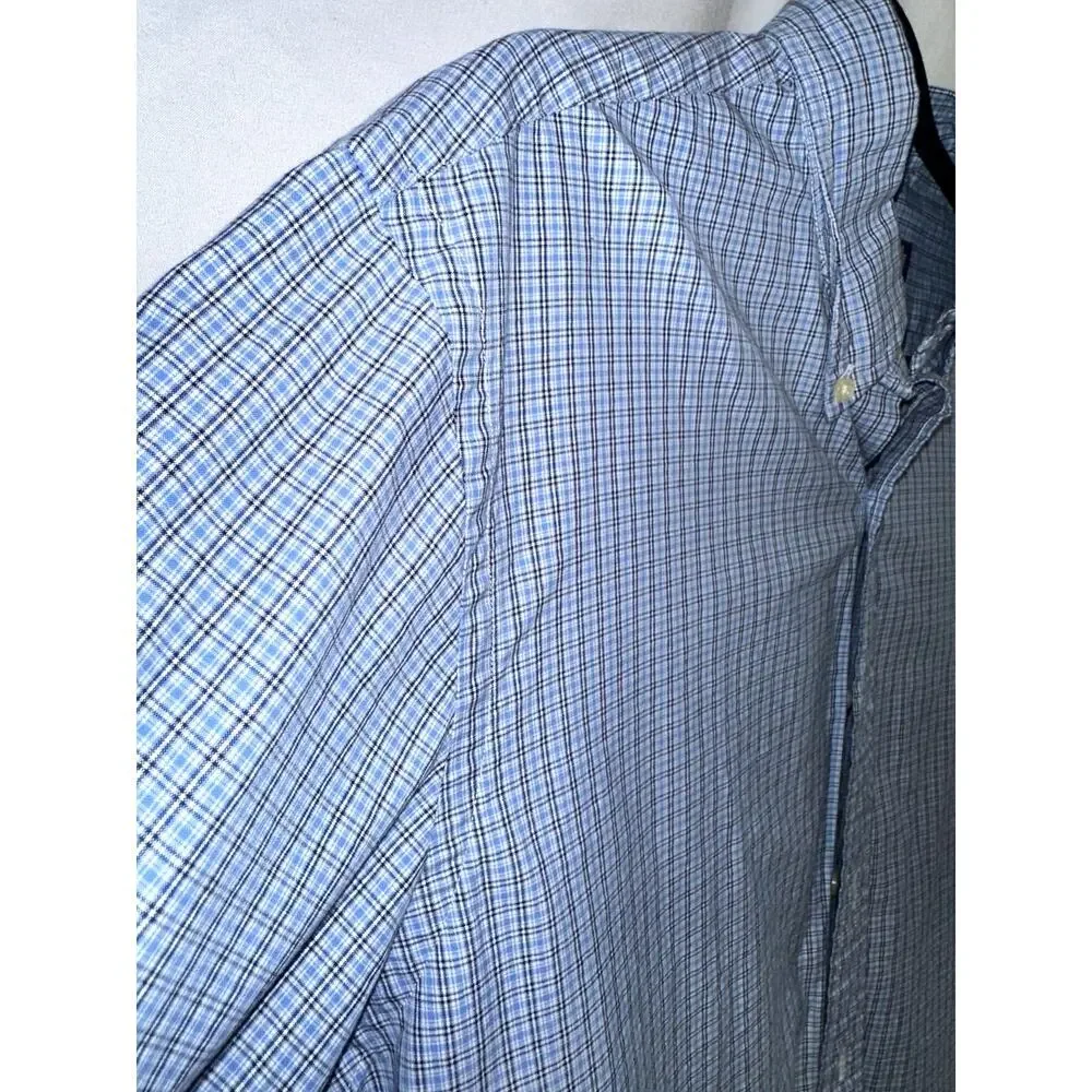 Ralph Lauren Mens XL Button Down Shirt Blue White Gingham Check Long Sleeve - Picture 4 of 9